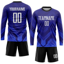 Load image into Gallery viewer, Custom Purple White Royal-Navy Sublimation Soccer Uniform Jersey
