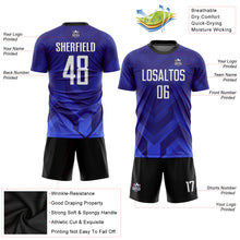 Load image into Gallery viewer, Custom Purple White Royal-Navy Sublimation Soccer Uniform Jersey
