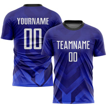 Load image into Gallery viewer, Custom Purple White Royal-Navy Sublimation Soccer Uniform Jersey
