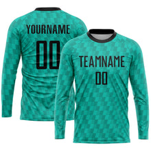 Load image into Gallery viewer, Custom Teal Black Sublimation Soccer Uniform Jersey
