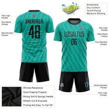 Laden Sie das Bild in den Galerie-Viewer, Custom Teal Black Sublimation Soccer Uniform Jersey
