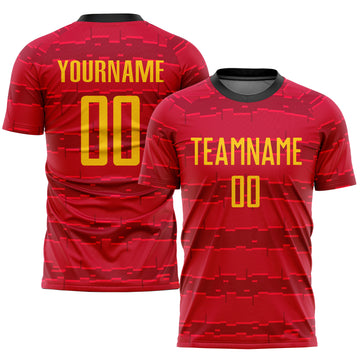 Custom Red Gold-Black Sublimation Soccer Uniform Jersey