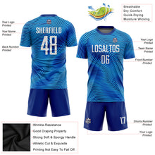 Laden Sie das Bild in den Galerie-Viewer, Custom Light Blue White-Royal Sublimation Soccer Uniform Jersey
