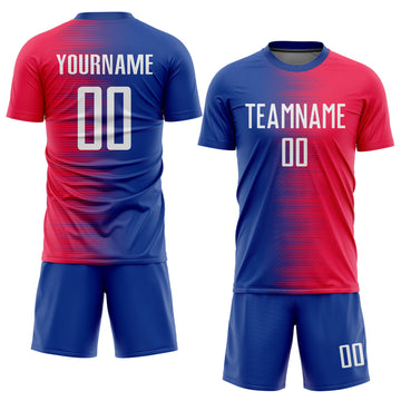 Custom Red White-Royal Sublimation Soccer Uniform Jersey