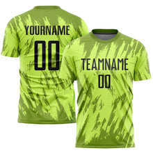 Load image into Gallery viewer, Custom Neon Green Black-Olive Sublimation Soccer Uniform Jersey
