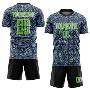 Custom Gray Neon Green-Black Sublimation Soccer Uniform Jersey