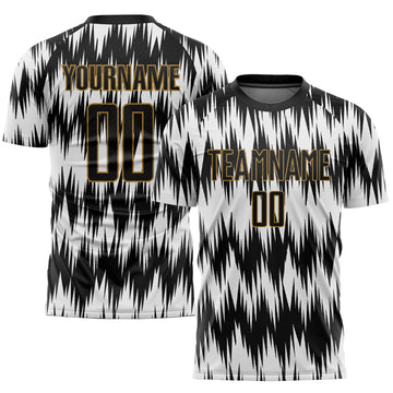 Custom White Black-Old Gold Sublimation Soccer Uniform Jersey