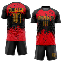 Laden Sie das Bild in den Galerie-Viewer, Custom Black Black-Red Sublimation Soccer Uniform Jersey

