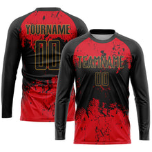 Load image into Gallery viewer, Custom Black Black-Red Sublimation Soccer Uniform Jersey
