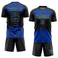 Load image into Gallery viewer, Custom Black Black-Royal Sublimation Soccer Uniform Jersey
