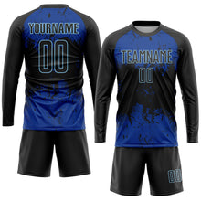 Laden Sie das Bild in den Galerie-Viewer, Custom Black Black-Royal Sublimation Soccer Uniform Jersey
