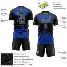 Laden Sie das Bild in den Galerie-Viewer, Custom Black Black-Royal Sublimation Soccer Uniform Jersey
