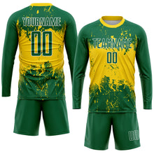 Laden Sie das Bild in den Galerie-Viewer, Custom Green Green-Gold Sublimation Soccer Uniform Jersey

