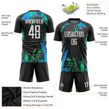 Laden Sie das Bild in den Galerie-Viewer, Custom Black White-Light Blue Sublimation Soccer Uniform Jersey
