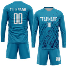 Load image into Gallery viewer, Custom Panther Blue White-Black Sublimation Soccer Uniform Jersey

