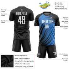 Laden Sie das Bild in den Galerie-Viewer, Custom Light Blue White-Black Sublimation Soccer Uniform Jersey
