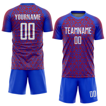 Custom Royal White-Red Sublimation Soccer Uniform Jersey