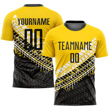 Charger l&#39;image dans la galerie, Custom Gold Black-White Sublimation Soccer Uniform Jersey
