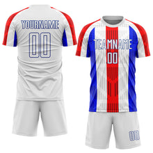 Load image into Gallery viewer, Custom White White-Royal Sublimation Soccer Uniform Jersey
