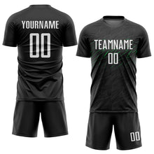 Laden Sie das Bild in den Galerie-Viewer, Custom Black White-Neon Green Sublimation Soccer Uniform Jersey

