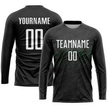 Laden Sie das Bild in den Galerie-Viewer, Custom Black White-Neon Green Sublimation Soccer Uniform Jersey
