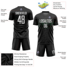 Laden Sie das Bild in den Galerie-Viewer, Custom Black White-Neon Green Sublimation Soccer Uniform Jersey
