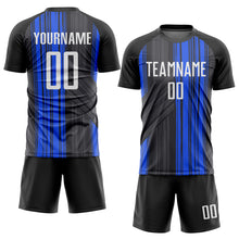 Laden Sie das Bild in den Galerie-Viewer, Custom Black White-Royal Sublimation Soccer Uniform Jersey
