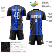 Laden Sie das Bild in den Galerie-Viewer, Custom Black White-Royal Sublimation Soccer Uniform Jersey
