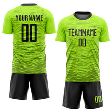 Charger l&#39;image dans la galerie, Custom Neon Green Black Sublimation Soccer Uniform Jersey
