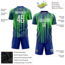 Laden Sie das Bild in den Galerie-Viewer, Custom Neon Green White-Royal Sublimation Soccer Uniform Jersey

