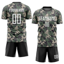 Load image into Gallery viewer, Custom Camo White-Black Sublimation Salute To Service Soccer Uniform Jersey
