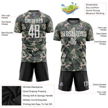 Load image into Gallery viewer, Custom Camo White-Black Sublimation Salute To Service Soccer Uniform Jersey
