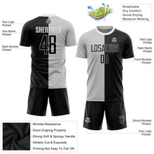 Laden Sie das Bild in den Galerie-Viewer, Custom Gray Black-White Sublimation Split Fashion Soccer Uniform Jersey
