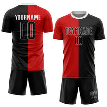 Laden Sie das Bild in den Galerie-Viewer, Custom Red Black-White Sublimation Split Fashion Soccer Uniform Jersey
