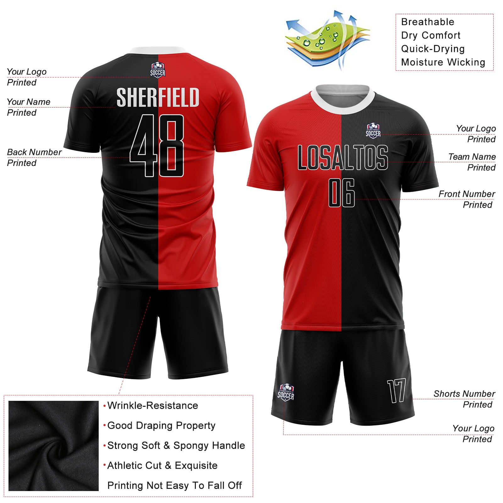 Buy Jersey Design - Red and Black Line Soccer Jersey Design