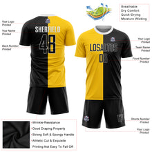 Laden Sie das Bild in den Galerie-Viewer, Custom Gold Black-White Sublimation Split Fashion Soccer Uniform Jersey
