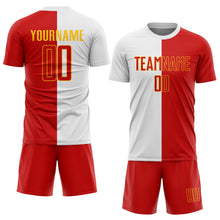 Laden Sie das Bild in den Galerie-Viewer, Custom White Red-Gold Sublimation Split Fashion Soccer Uniform Jersey
