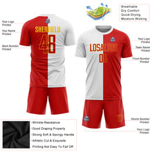 Laden Sie das Bild in den Galerie-Viewer, Custom White Red-Gold Sublimation Split Fashion Soccer Uniform Jersey
