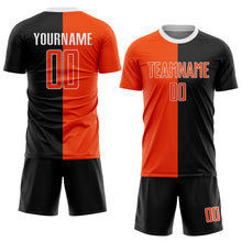 Laden Sie das Bild in den Galerie-Viewer, Custom Black Orange-White Sublimation Split Fashion Soccer Uniform Jersey
