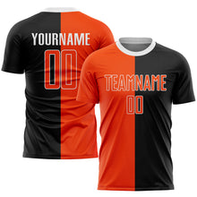 Laden Sie das Bild in den Galerie-Viewer, Custom Black Orange-White Sublimation Split Fashion Soccer Uniform Jersey
