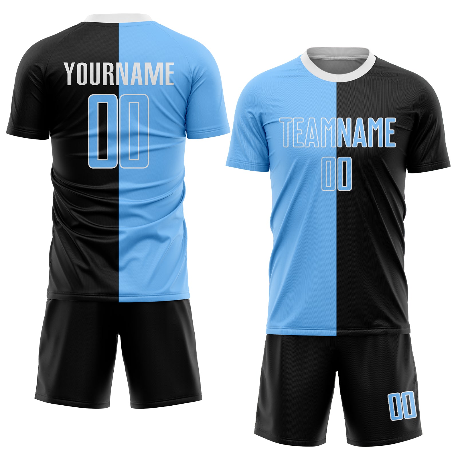 Cheap Custom Light Blue Pink-White Sublimation Soccer Uniform