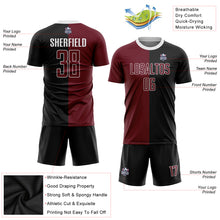 Load image into Gallery viewer, Custom Black Crimson-White Sublimation Split Fashion Soccer Uniform Jersey
