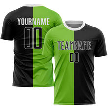 Laden Sie das Bild in den Galerie-Viewer, Custom Neon Green Black-White Sublimation Split Fashion Soccer Uniform Jersey
