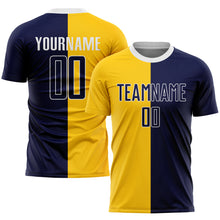 Charger l&#39;image dans la galerie, Custom Gold Navy-White Sublimation Split Fashion Soccer Uniform Jersey
