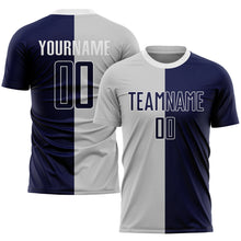 Load image into Gallery viewer, Custom Gray Navy-White Sublimation Split Fashion Soccer Uniform Jersey
