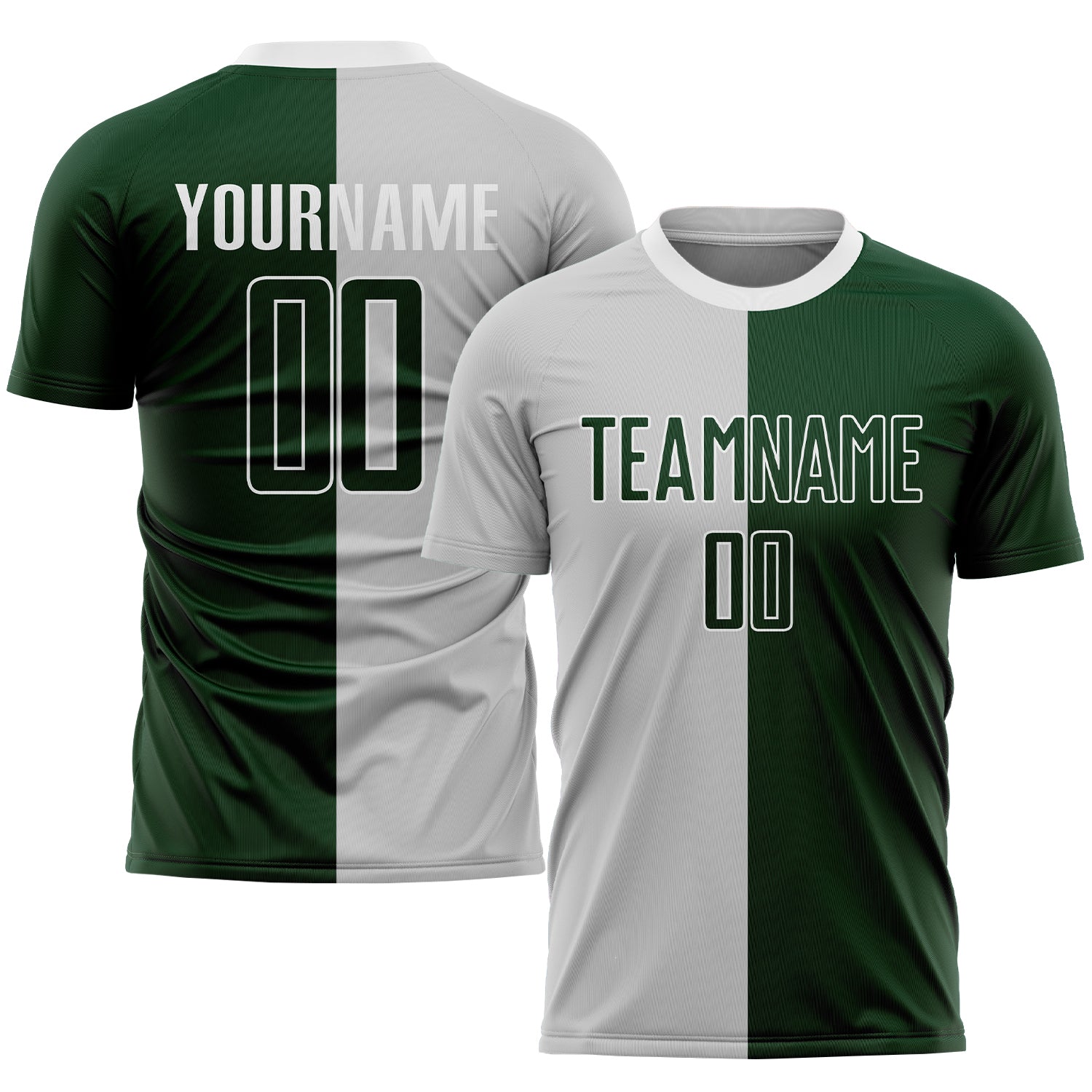 Custom Green Grass Green-White Sublimation Soccer Uniform Jersey Discount