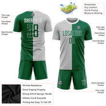 Laden Sie das Bild in den Galerie-Viewer, Custom Gray Kelly Green-White Sublimation Split Fashion Soccer Uniform Jersey
