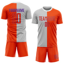 Laden Sie das Bild in den Galerie-Viewer, Custom Gray Orange-Purple Sublimation Split Fashion Soccer Uniform Jersey
