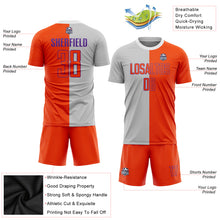 Laden Sie das Bild in den Galerie-Viewer, Custom Gray Orange-Purple Sublimation Split Fashion Soccer Uniform Jersey
