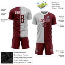 Laden Sie das Bild in den Galerie-Viewer, Custom Gray Crimson-White Sublimation Split Fashion Soccer Uniform Jersey
